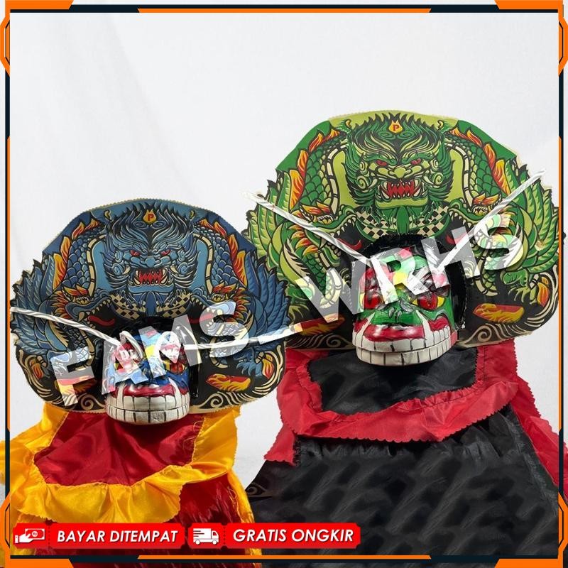 Pujakesuma - Barongan Anak Ukuran Tanggung Barongan Spons Devil Barongan Biru Dan Hijau Barongan Bag