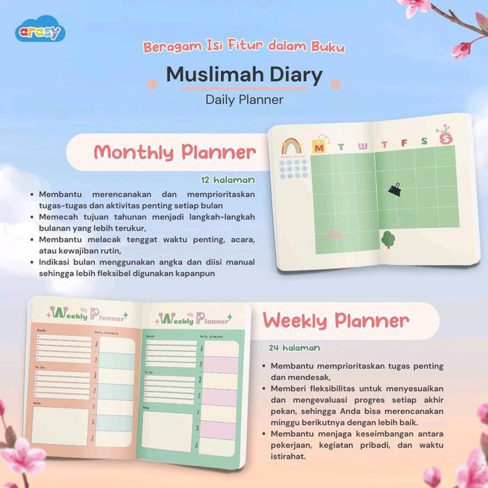 

SWG Muslimah Diary - Daily Planner, Buku Agenda Muslimah, 254 Halaman, Ukuran A5, Hardcover, Full Color