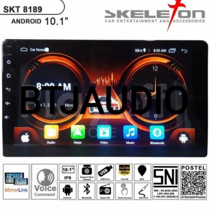 * Head Unit Tape Mobil Double Din Skeleton Android Os 9.0 Layar 10 Inch *