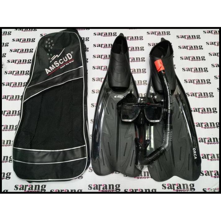 Alat SNORKLING Merk American Scuba Paket FIN ORCA Kacamata,Snorkel,TAS