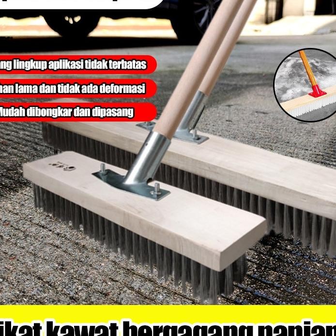 Sikat Lantai Kawat Gagang Panjang Sikat Gosok Lantai Kawat Baja Tahan Karat Dengan Pegangan Kaku Unt