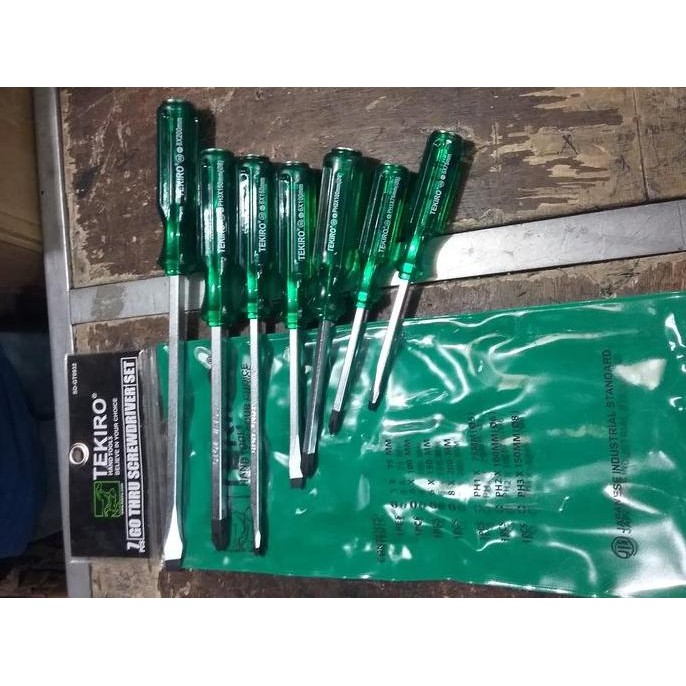 OBENG IMPACT TEKIRO 7 PCS GO THRU SCREWDRIVER / OBENG KETOK SET 7PCS [terbaik]