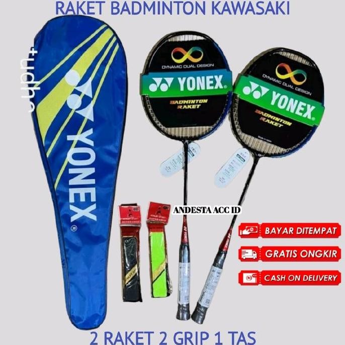 RAKET BADMINTON T KAWASAKI PAKET LENGKAP OLAHRAGA BADMINTON
