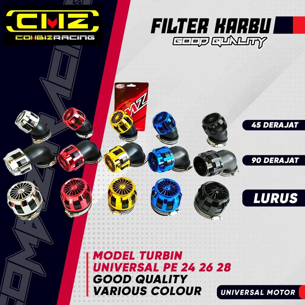 Im31 Filter Udara Turbin 35Mm 42Mm 48Mm Filter Karbu Universal Pe 24 26 28 Model Lurus 45/90 Derajat