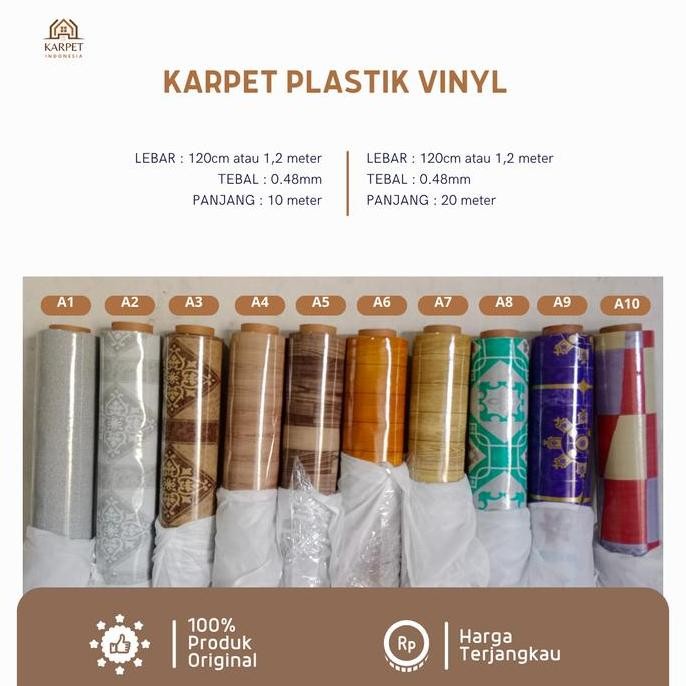 Karpet Vinly Lantai Plastik Roll Tebal Dan  Murah Motif banyak
