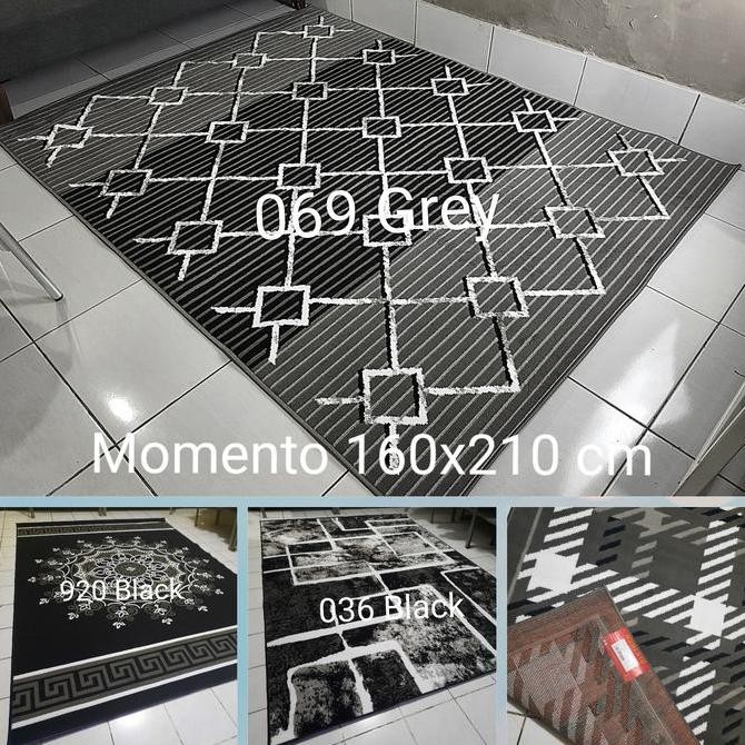 Karpet Permadani Hitam Putih Momento 160x210 cm