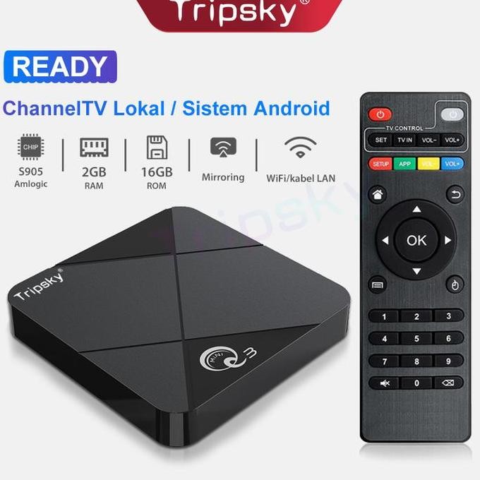 BEBAS ONGKIR - Tripsky MINIQ3 Android TV Box RAM 2GB ROM 16GB stb android tv 4K android tv box, Smar