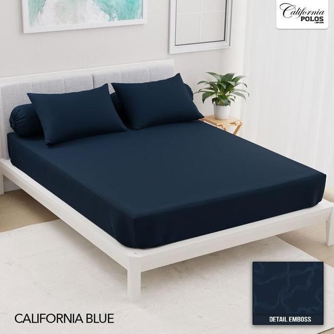 TERMURAH - CALIFORNIA Sprei Fitted Polos Embos California Blue