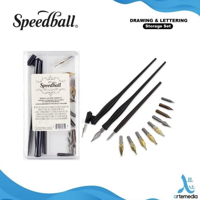 

TERBARU - Speedball Calligraphy Nib and Pen Holder Storage Set Drawing Lettering Pulpen Kaligrafi