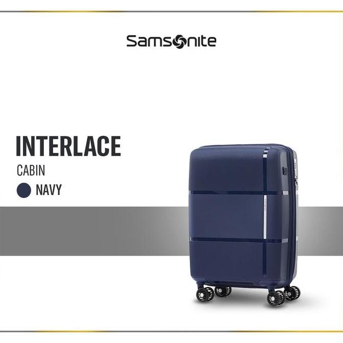 TERBARU - Samsonite Koper Hardcase Interlace Cabin 20 inch Exp V2 - Navy