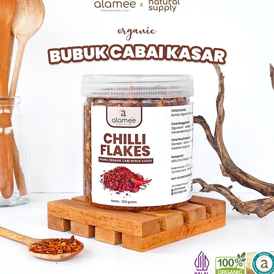 

Cabe Bubuk Kasar Chilli Flakes Cabai Bumbu Organik Rempah Rimpang Murni Tanpa Campuran Alamee