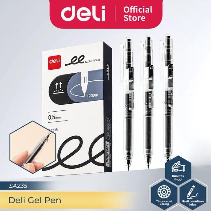 

Deli Pulpen Gel / Gel Pen Hitam SA235 12 PCS