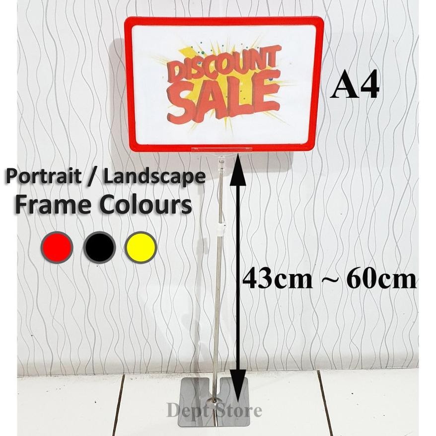 

Readyy!! Display Harga Stainless Frame A4 Label Stand Promo Plat Standing POP Price Besi Silver