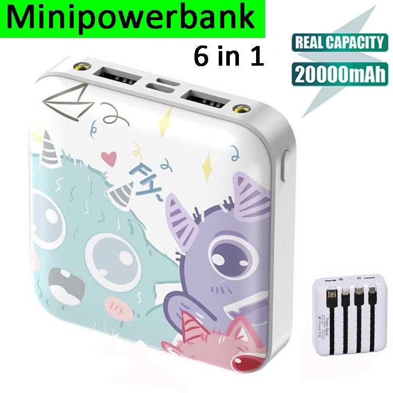 Promo Powerbank 20000Mah 4 Kabel Minipowerbank Type C Iphone Powerbank Fast Charging Tipe C Lightnin