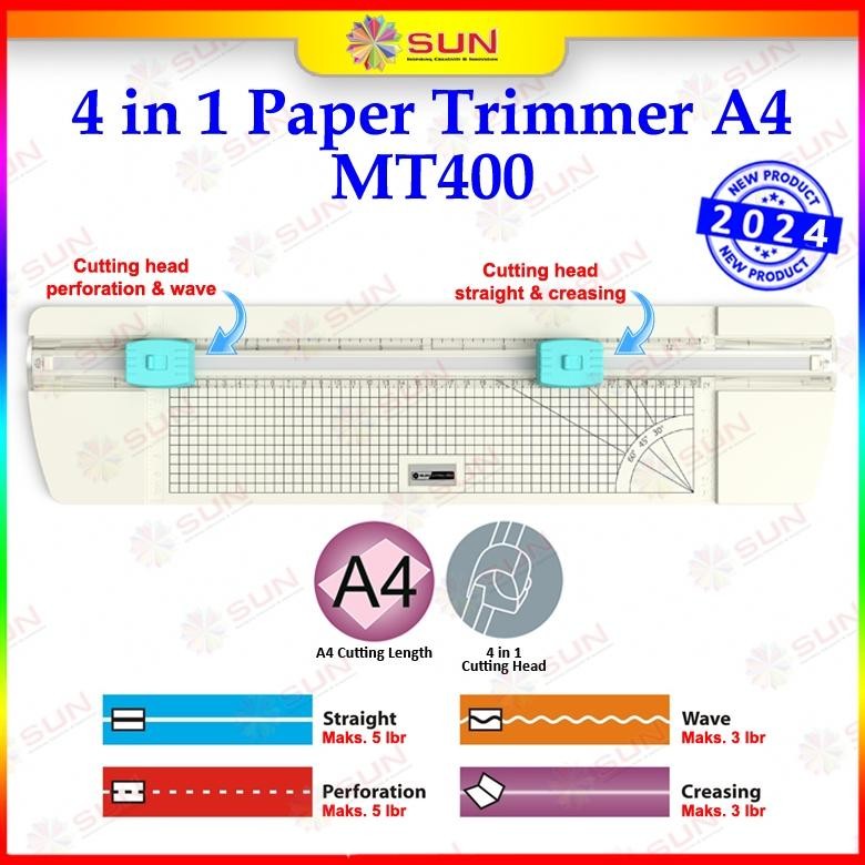 

Readyy!! Alat Potong Kertas 4 in 1 A4/A3 Vertikal 30 cm /12 in 1 863 A4 - SUN Cutting Pro MT400/MT402/CP-MT401A4 Paper Cutter Trimmer Multifungsi A5/A4/A3 untuk Potong / Garis Lipat CREASING SCORING / Putus putus PERFORATION / Potong Gelombang Wave