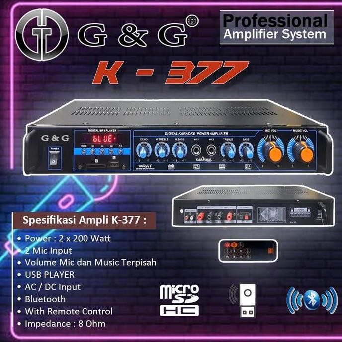 Promo COD - Power amplifier GNG K377 Power : 2 x 200 Watt Music Terpisah USB COD