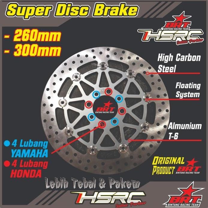 SUPER DISC BRAKE BRT Racing Yamaha Honda Piringan Rem Cakram Depan 260 300 mm Jupiter Z Fizr MX Mio 
