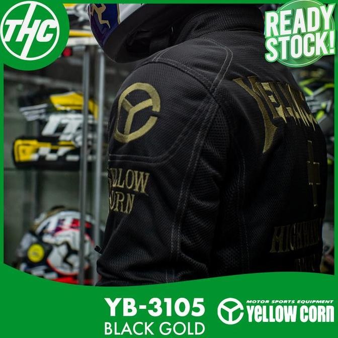 YELLOWCORN YB-3105 BLACK GOLD BK GO MESH RIDING JACKET YB 3105