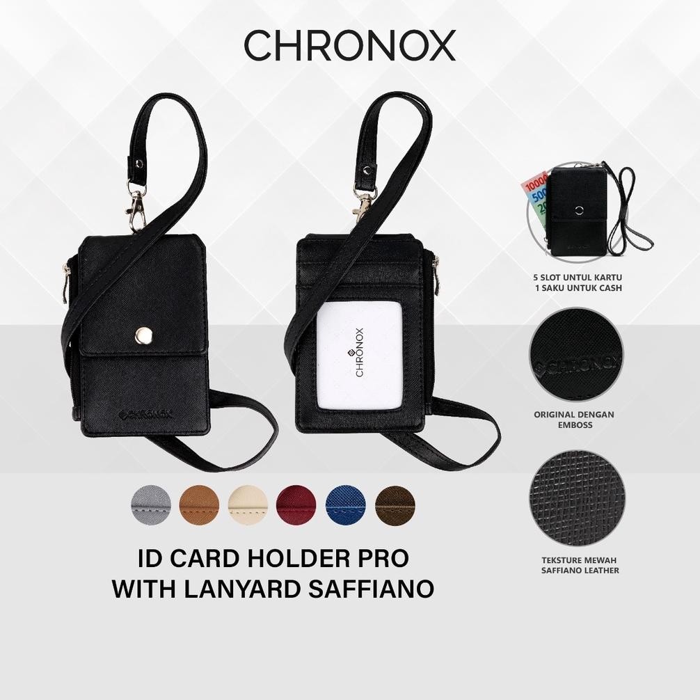 

Readyy!! CHRONOX Lanyard Pria Wanita Kulit Saffiano ID Card Holder - AVERY PRO