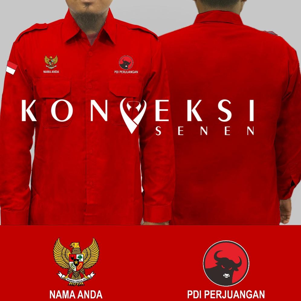 DF272>> Big Size Kemeja Partai PDI Terbaru Baju PDI Baju Partai PDI Baju PDIP Kemeja PDI Kemeja Part