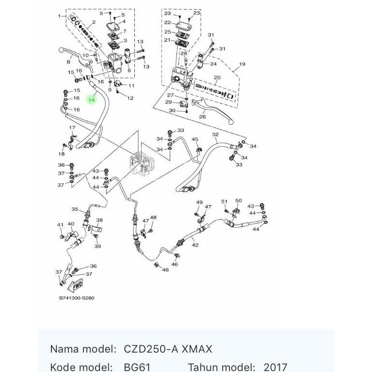 Selang Rem Depan Atas XMAX / Hose Brake / B74-F5872-00