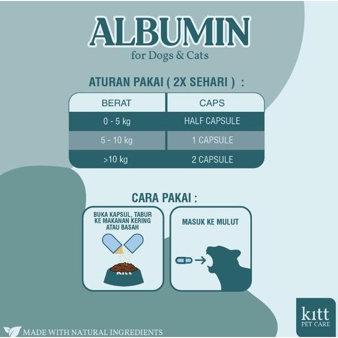 Kitt Pet Care Albumin Vitamin Imunitas dan Daya Tahan Tubuh / Flu Batuk / Penyembuhan Luka Kucing An