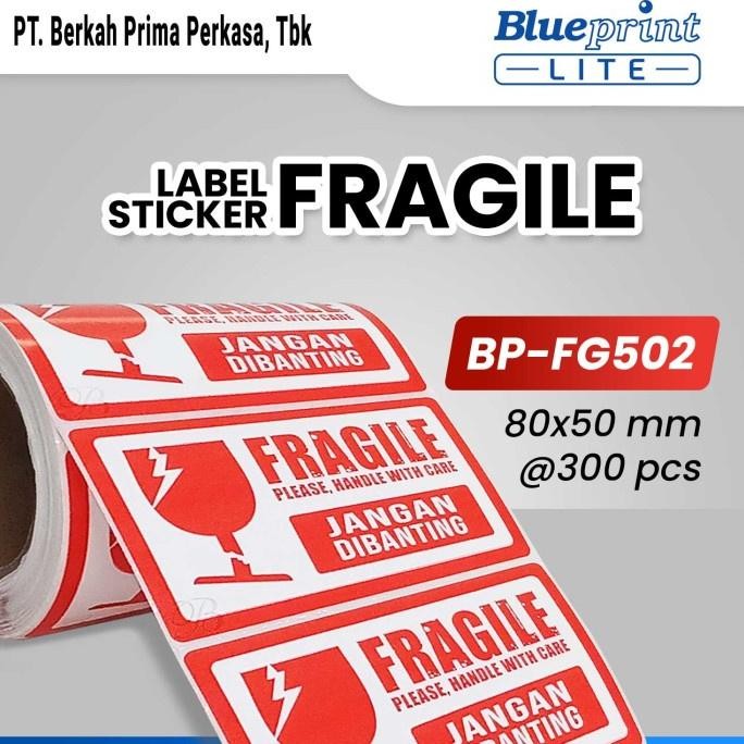 

Hot - Sticker Label Fragile Jangan dibanting 80x50 BLUEPRINT FG502 isi 300 ~