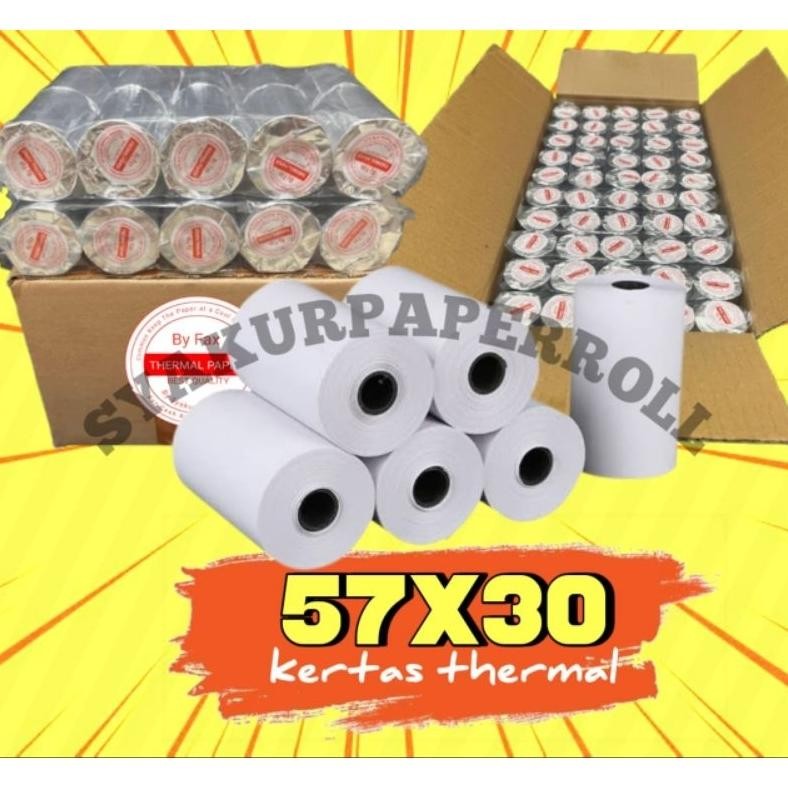 

Terjangkau Kertas kasir thermal murah 58/57x30 paket 100 Roll(1 Dus) ..