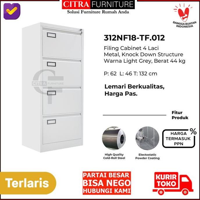 NEW TOPAS Filling Kabinet Besi 4 Susun Laci 18HC-DCS 003