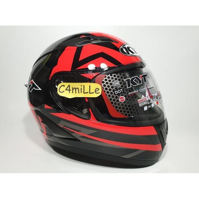 NEW HELM KYT FALCON 2 FASTER RED FLUO DOUBLE VISOR FULL FACE