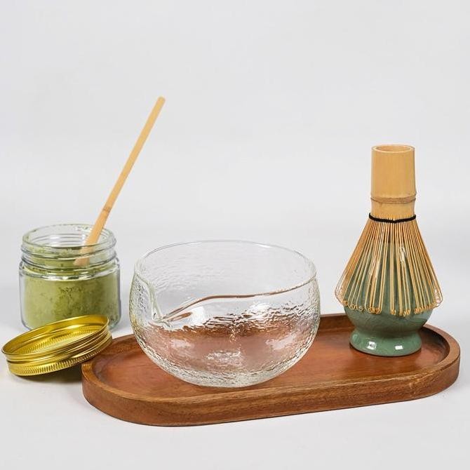 

Terlaris Merko Crystal Matcha Bowl Wih Pouring Spout 400Ml High Quality Textured Glass - Chawan Kaca Dengan Mulut Tuang Ready Stok