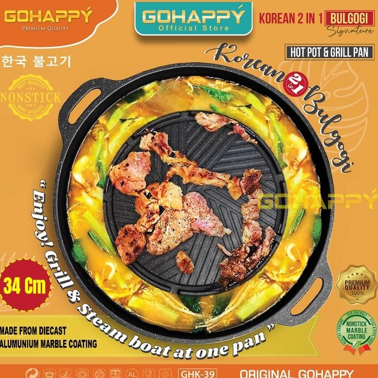 ''Terlaris" Panggangan Panci Bulgogi 2 In 1 Grill Pan Shabu Shabu Steamboat - Alat Panggang Griller 