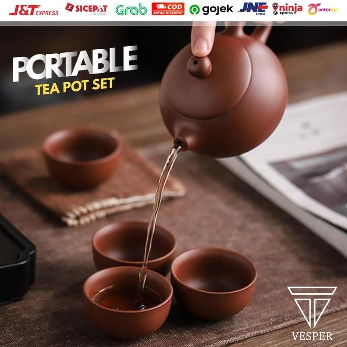 

Terlaris Portable Teapot Set / Travel Kungfu Tea Pot Cup / Teko Teh Mini Bag Ready Stok