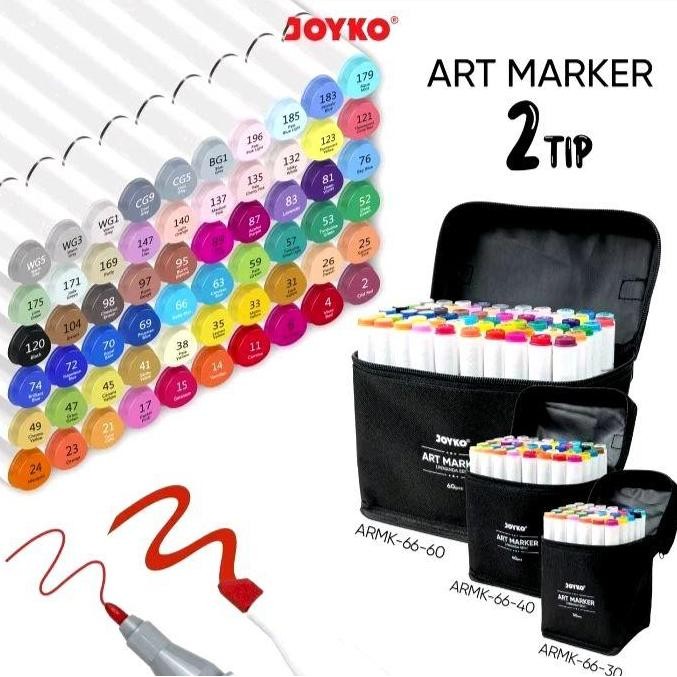 

JOYKO ARMK66 DUAL TIP ART SKETCH MARKER SET SPIDOL GAMBAR ORIGINAL DAN TERPERCAYA