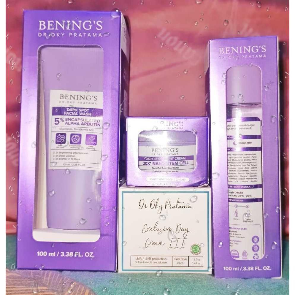 [Promo Diskon] Paket Brightening Acne Bening Skincare Dr Oky Prtama Benings Clinic Pencerah Wajah Gl