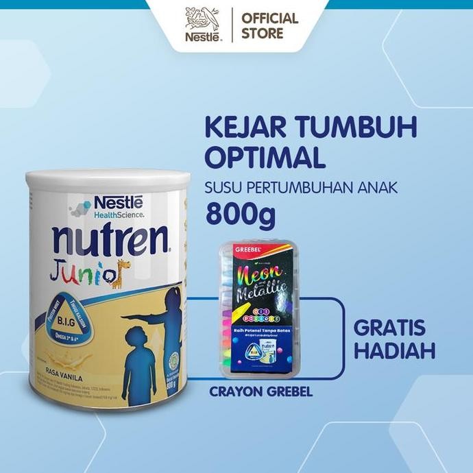 

terbaru nutren junior susu bubuk 800gr + bonus crayon grebel - susu pertumbuhan anak