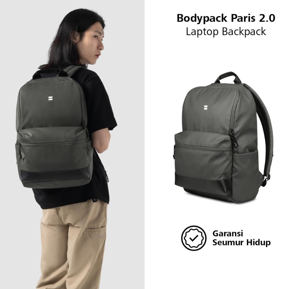 Bodypa Paris 2.0 Laptop Bapa 14 Inch Tas Ransel Kerja Kuliah Sekolah Classic Abu