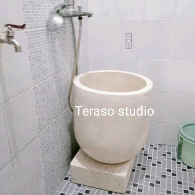 terbaru gentong bak mandi teraso batu alam besar estetik kamar mandi unik