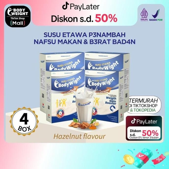 

terbaru susu etawa bodyweight 250g x4 box - penambah nafsu makan & massa otot