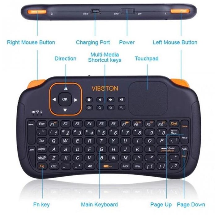 VIBOTON S1 Mini 2.4GHz Wireless Smart Keyboard Air Mouse Terlaris