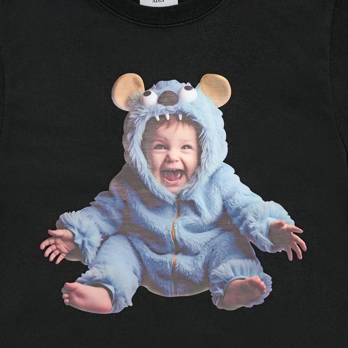 Bts Adlv Kids Baby Face Monster Baby - Black - Kaos Anak Pria Wanita Oversize Acme De La Vie
