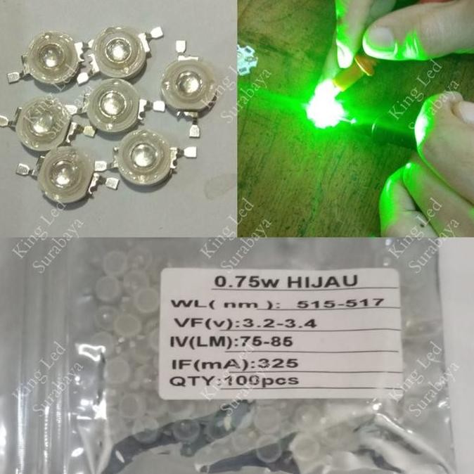 (100Pcs) Hpl 0.7W Tanpa Pendingin Hijau High Power Led 0.7 Watt 0,7W