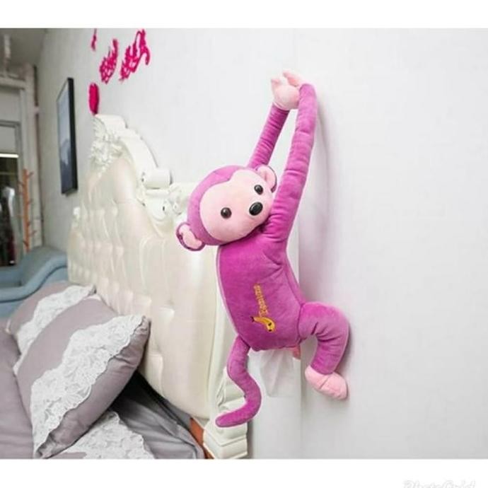 Tempat Tissue Monyet/Gantungan Tissue Monyet/Kotak Tisu Monyet Pink