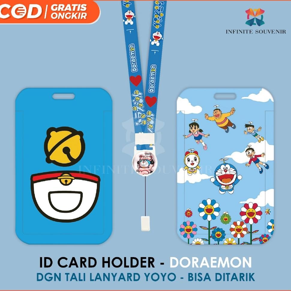 

N017 Id Card Holder Tali Yoyo Doraemon Nametag Yoyo Card Holder Yoyo Cat Card Holder Tali Bisa Ditarik