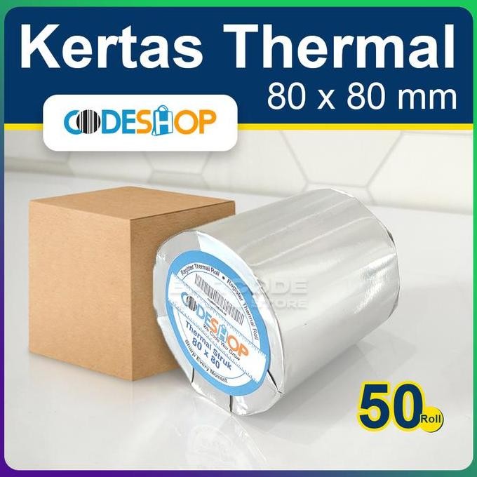 

TERMURAH - 1 Dus - Kertas Thermal Codeshop 80 x 80 mm Roll Kasir Thermal 80mm