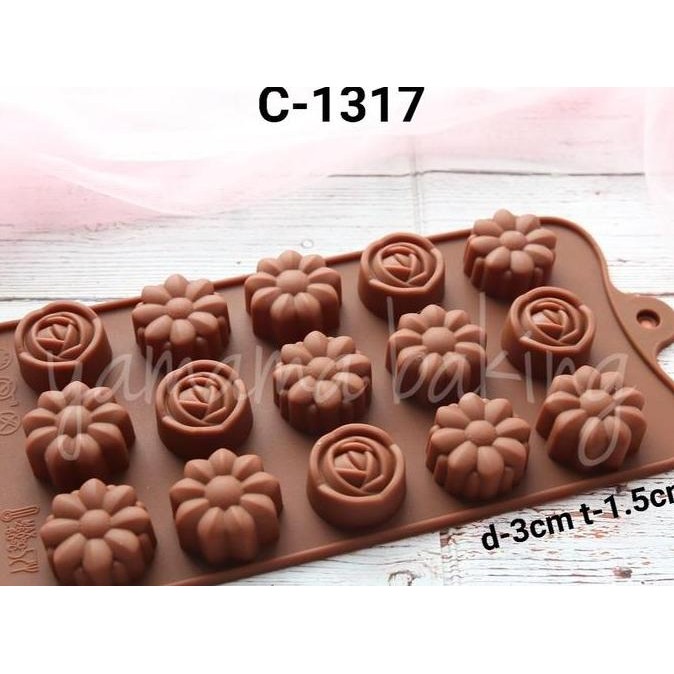 monggo] C-1317 Cetakan silikon coklat puding bunga mawar rose matahari