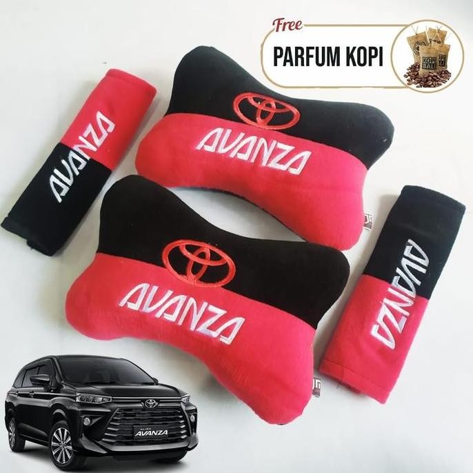 Bantal Mobil Toyota Avanza Headrest 1Set Bantal Leher Sandaran Jok
