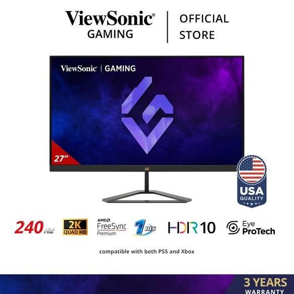 TERMURAH - Monitor LED ViewSonic VX2758A-2K-PRO-3 27" IPS QHD 1440p 240Hz HDR10