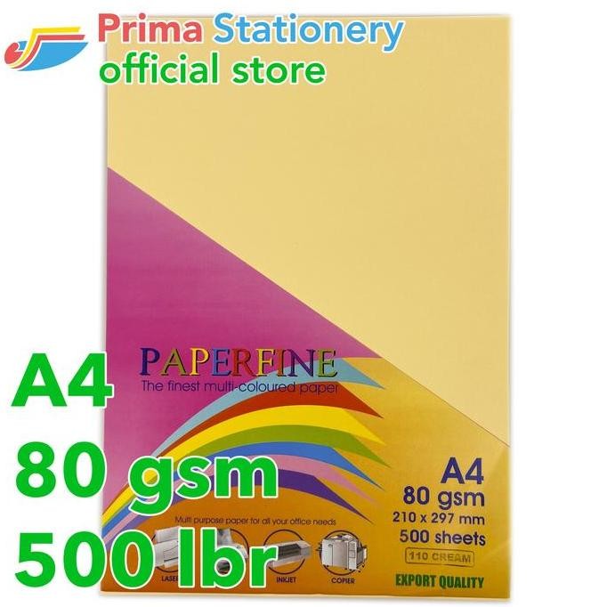 

Paperfine Kertas HVS Warna A4 IT 110 Cream Rim isi 500 lbr [TC]