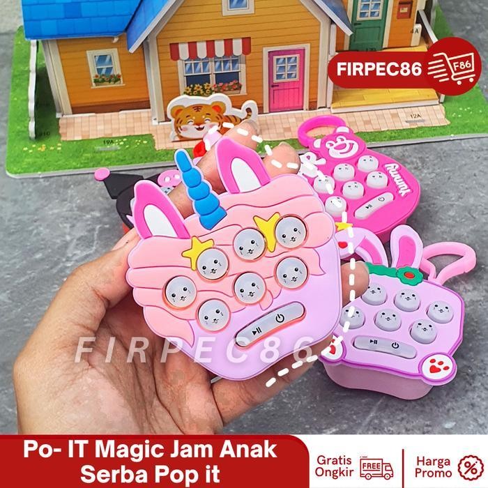 Jam Tangan Anak-Anak Fashion Karakter Sanrio Digital Tali Karet- Free Mainan Po P It- Jam Tangan Ana